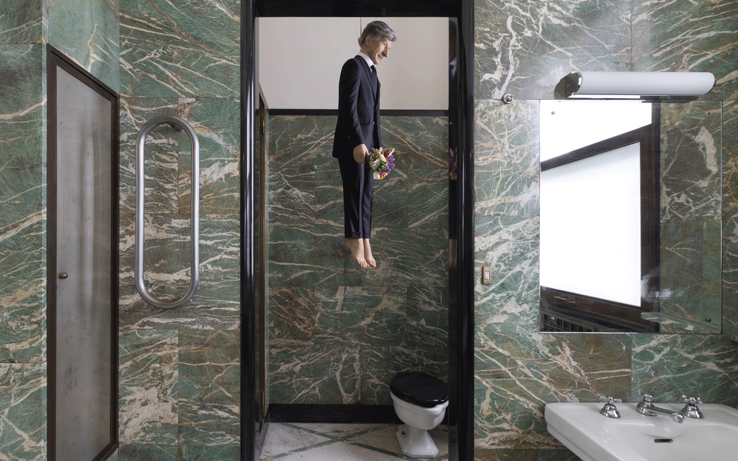 Installation view of Maurizio Cattelan’s exhibition ‘YOU’ at Massimo De Carlo, Milan/Lombardia, 2022. Photograph by Roberto Marossi. Courtesy of the artist and Massimo De Carlo.