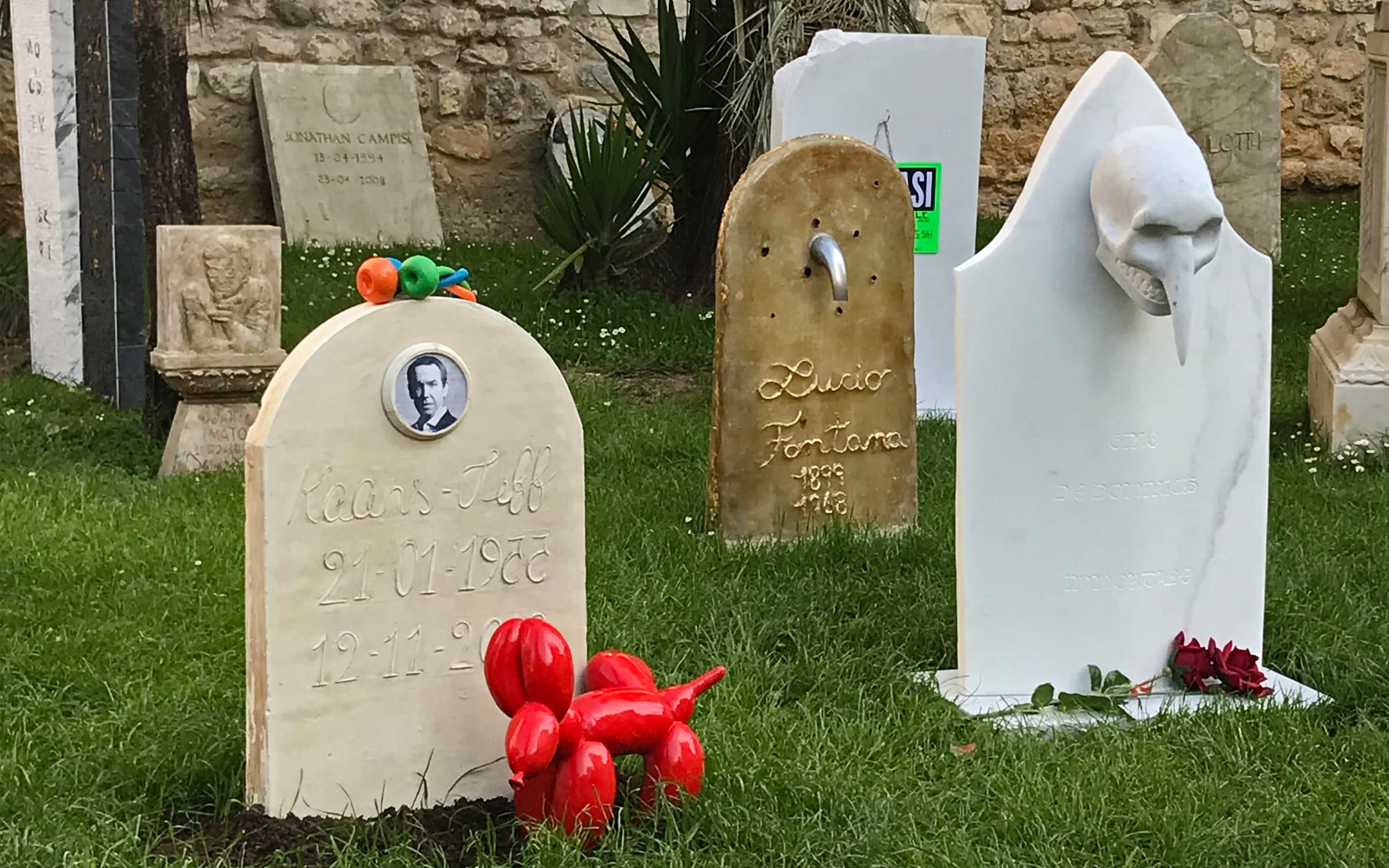 Cattelan’s previous cemetery project in Carrara, Italy, asked students to create gravestones for their artistic heroes or anti-heroes. Photo by Luciano Massari.
